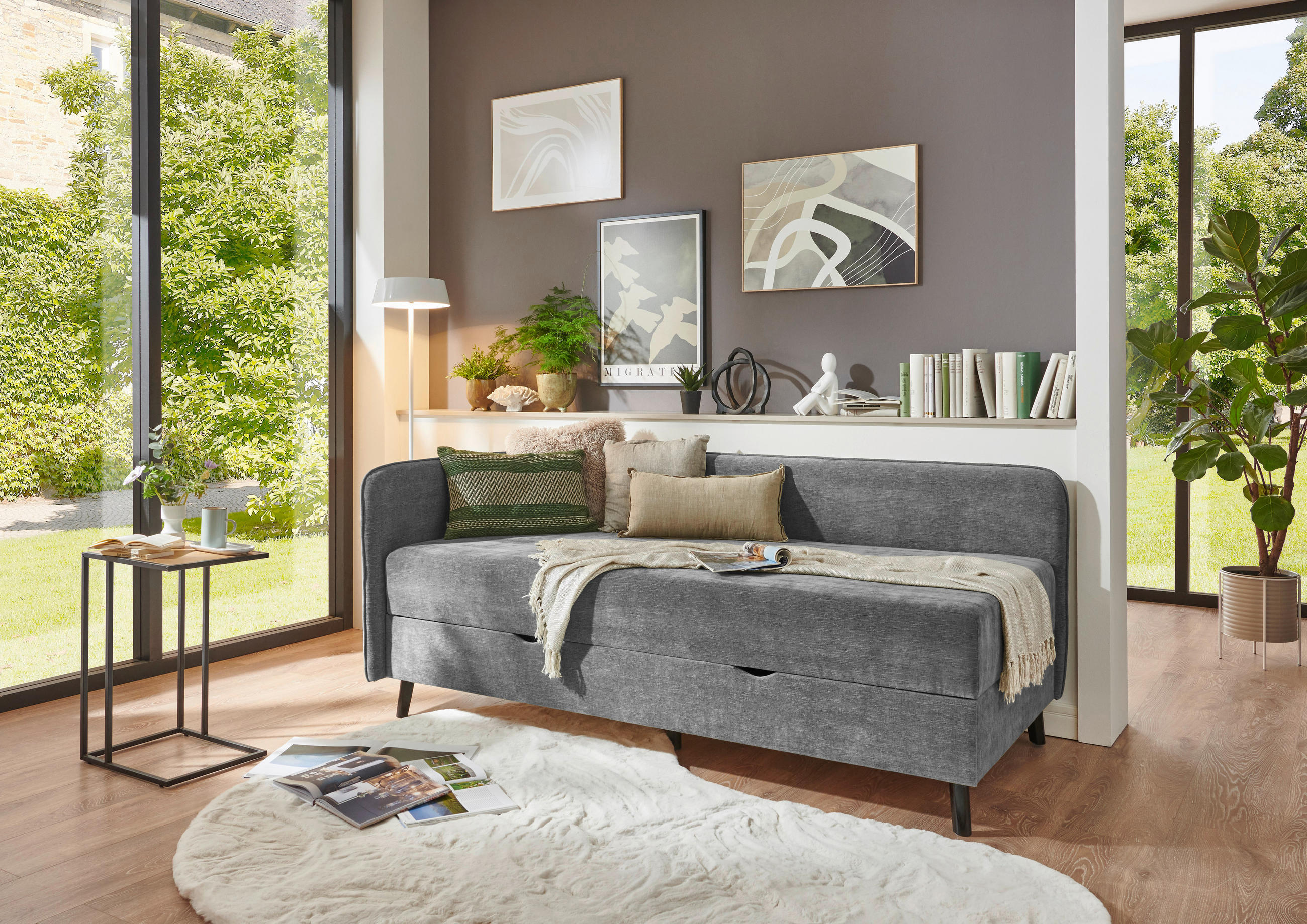 BOXBETT 90/200 cm  in Grau  - Schwarz/Grau, Design, Holz/Textil (90/200cm) - Boxxx