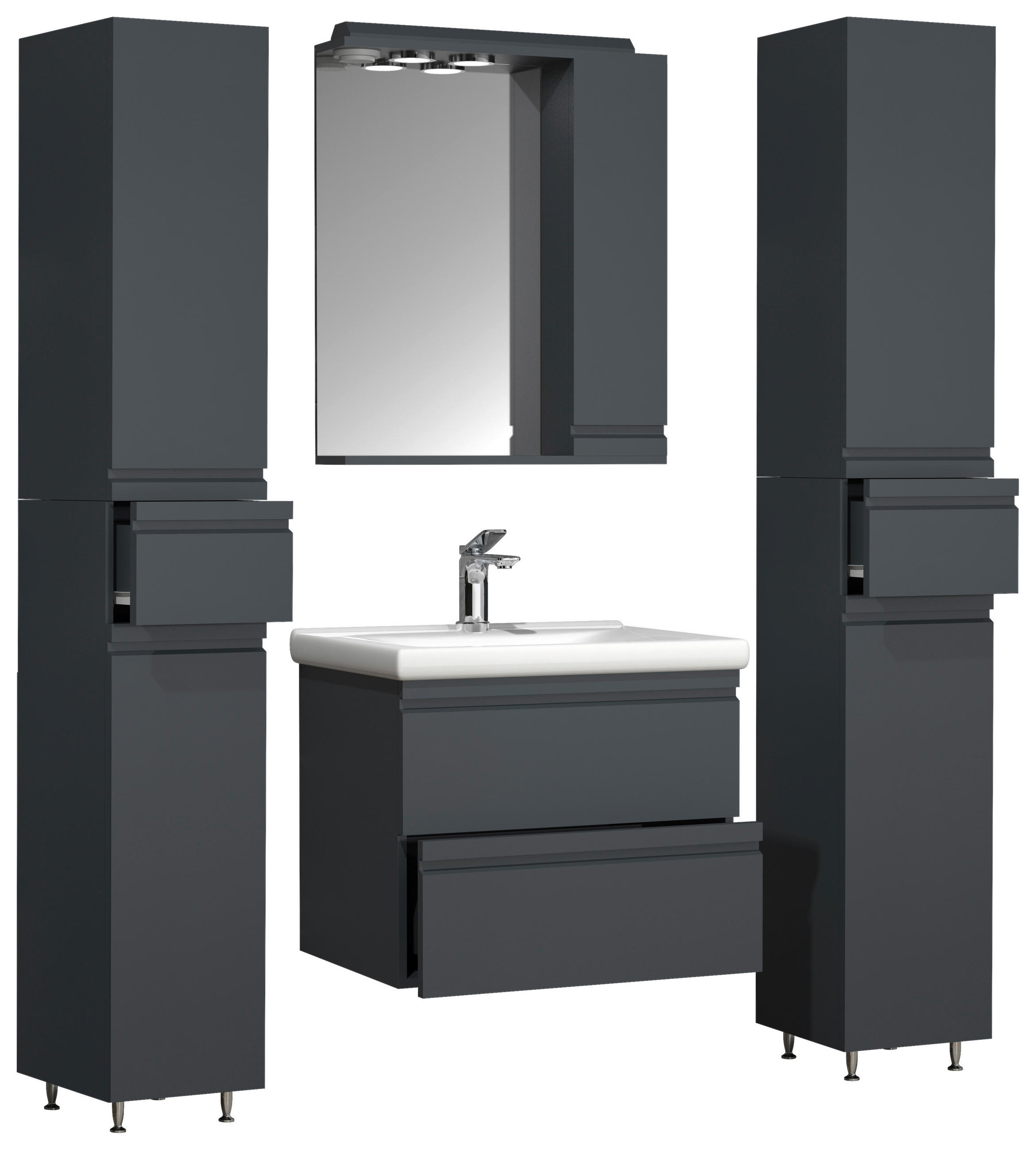 BADRUM 120 cm  - vit/antracit, Modern, trämaterial/glas (120cm) - MID.YOU