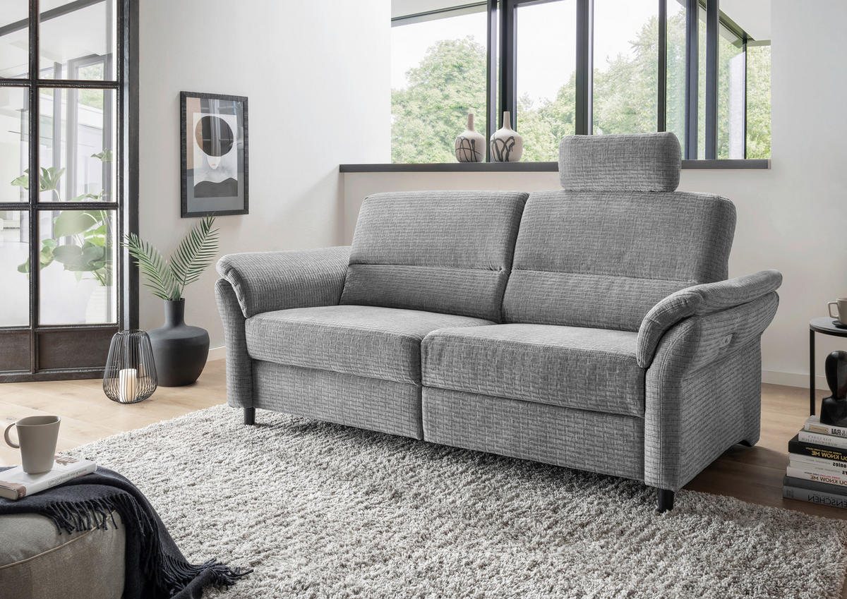 3-SITZER-SOFA in Mikrofaser Grau  - Schwarz/Grau, Modern, Holz/Textil (192/90/89cm) - Livetastic