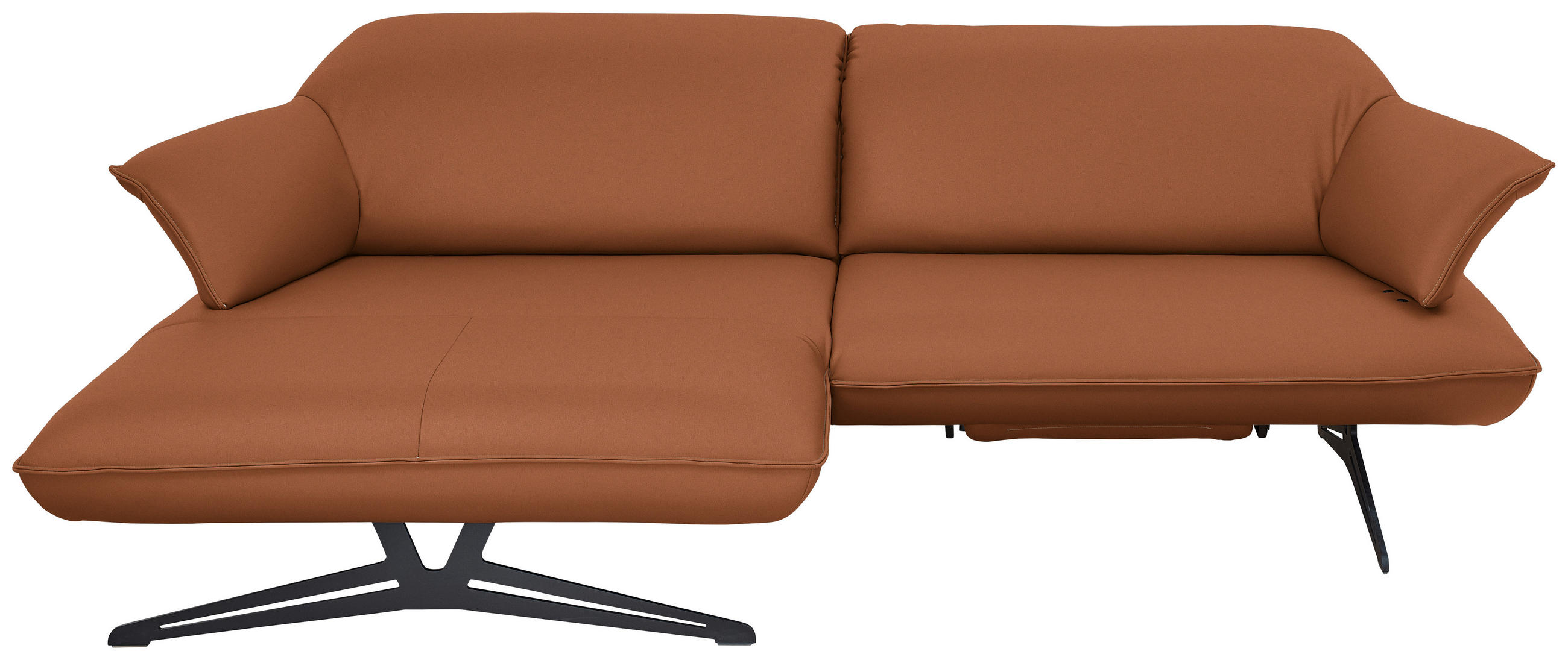 ECKSOFA in Echtleder Cognac  - Cognac/Beige, Design, Leder/Metall (169/252cm) - Koinor
