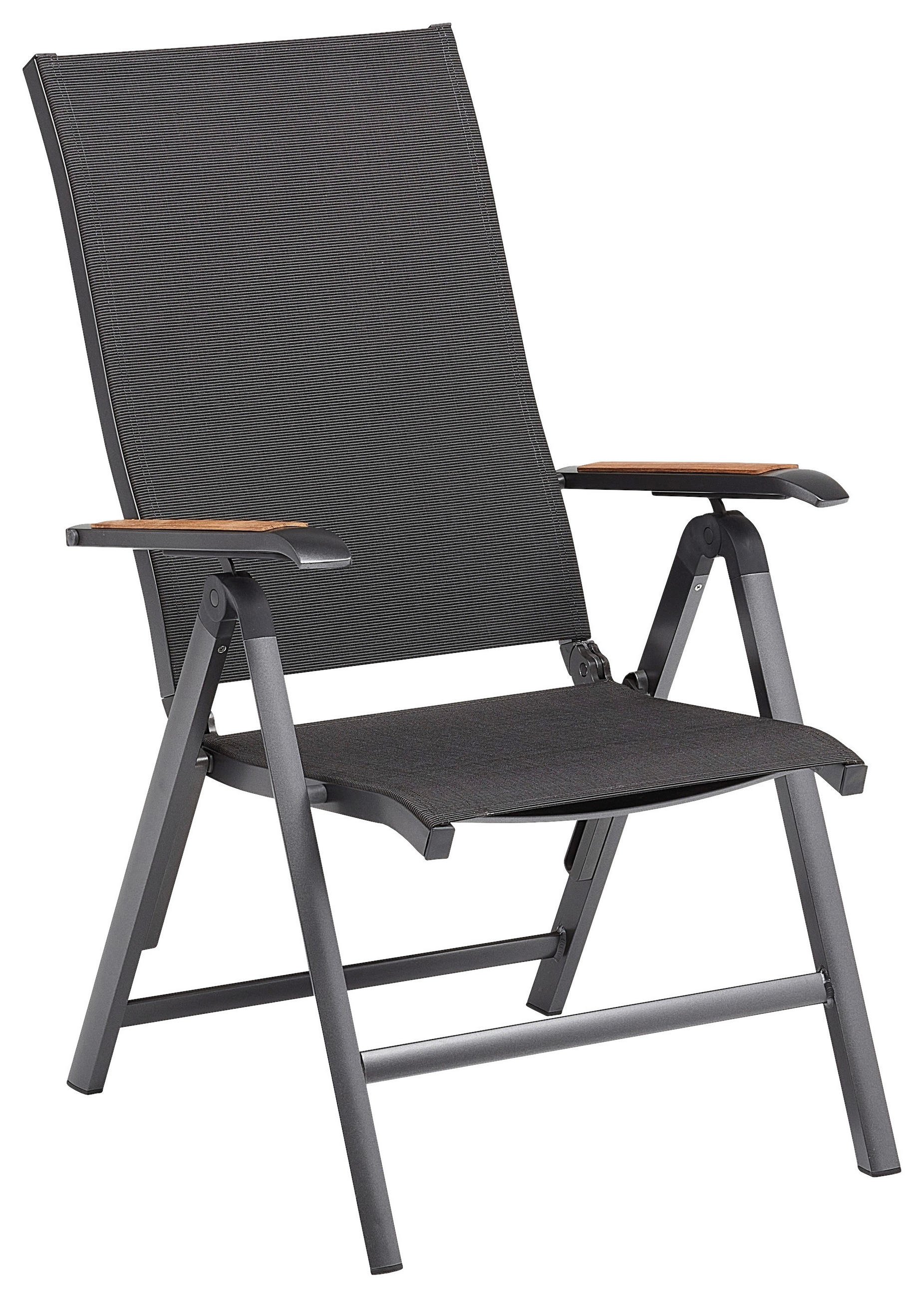 KLAPPSESSEL Netzbespannung Teakholz Hartholz Anthrazit  - Anthrazit/Naturfarben, Basics, Holz/Textil (50/110/65cm) - Kettler