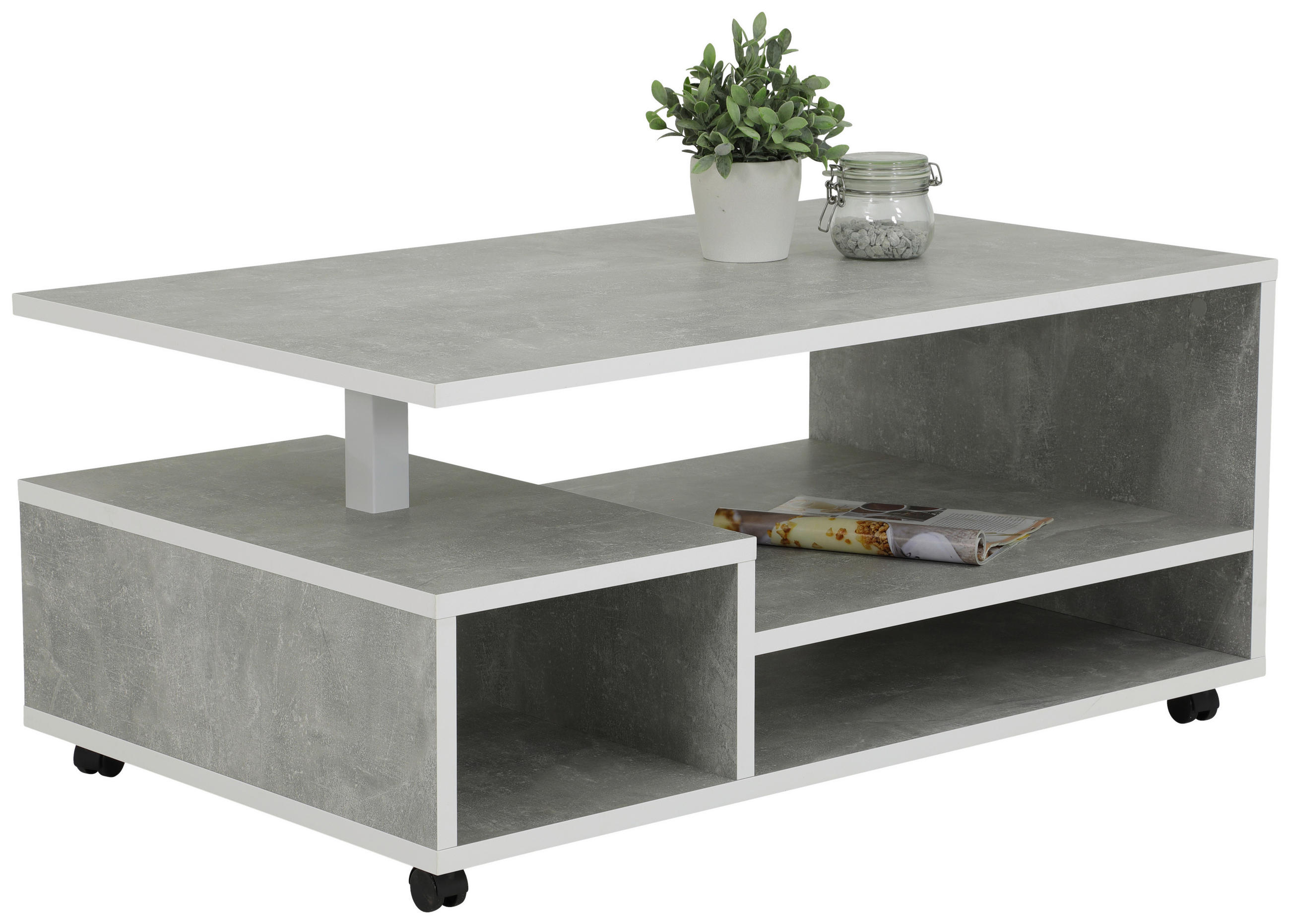 COUCHTISCH 110/68/50 cm rechteckig Grau, Weiß  - Weiß/Grau, MODERN, Holzwerkstoff/Kunststoff (110/68/50cm) - Boxxx