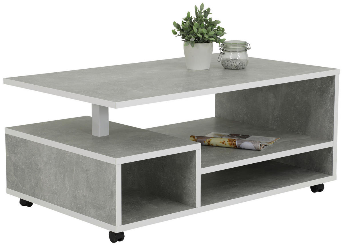 COUCHTISCH 110/68/50 cm rechteckig Grau, Weiß  - Weiß/Grau, MODERN, Holzwerkstoff/Kunststoff (110/68/50cm) - Boxxx