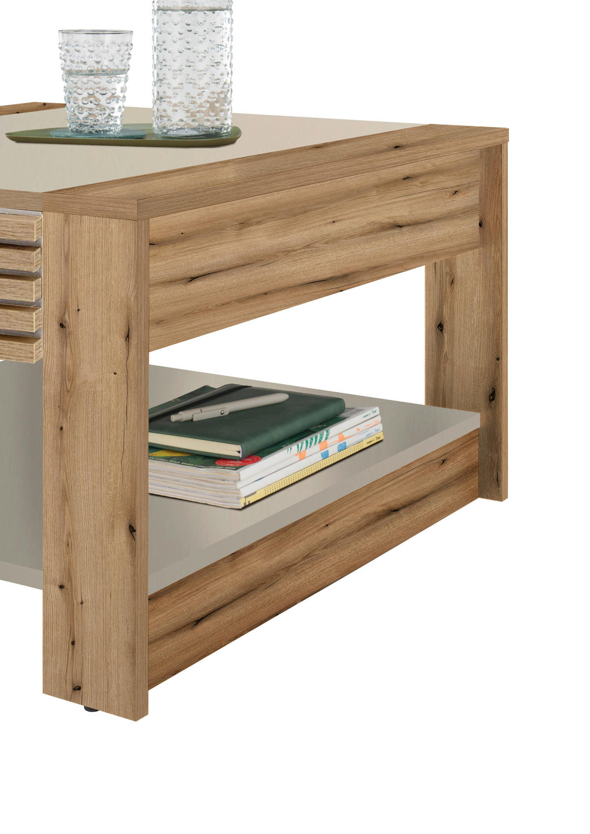 COUCHTISCH quadratisch Eichefarben, Kaschmir  - Kaschmir/Eichefarben, Design, Holzwerkstoff (70/42/70cm) - MID.YOU