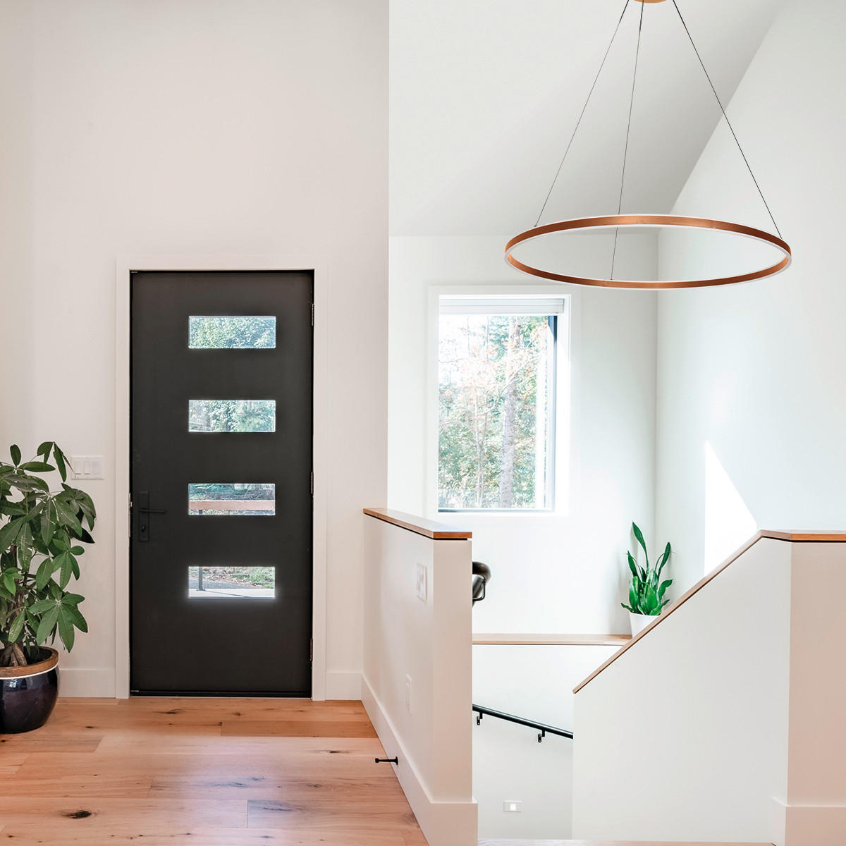 LED-PENDELLEUCHTE Ringlux 80/50-190 cm   - Goldfarben/Weiß, Design, Kunststoff/Metall (80/50-190cm)