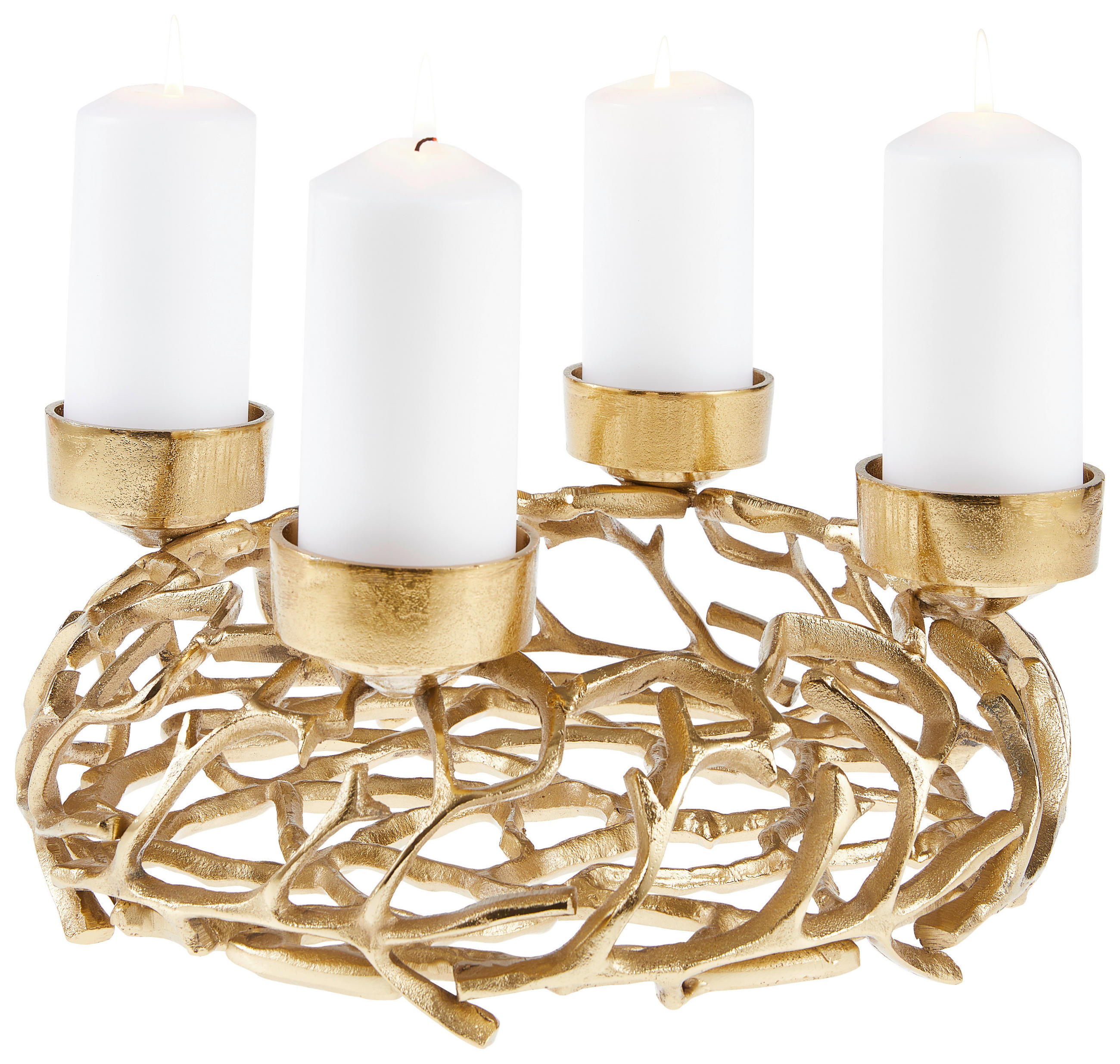 ADVENTSKERZENHALTER  - Goldfarben, Trend, Metall (38/15/38cm) - X-Mas