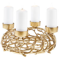 ADVENTSKERZENHALTER  - Goldfarben, Trend, Metall (38/15/38cm) - X-Mas