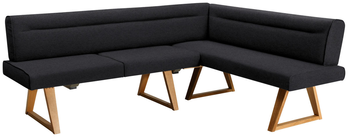 ECKBANK in Holz, Textil Schwarz, Eichefarben  - Eichefarben/Schwarz, Konventionell, Holz/Textil (230/170cm) - Moderano