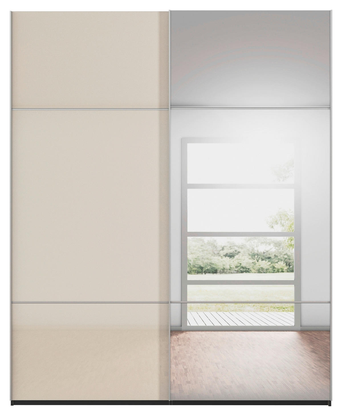 SCHWEBETÜRENSCHRANK 162/223/68 cm 2-türig Schwarz, Champagner  - Champagner/Alufarben, KONVENTIONELL, Glas/Holzwerkstoff (162/223/68cm) - Novel