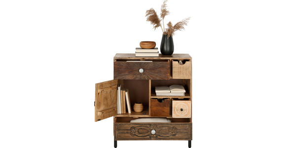 KOMMODE  in 70/80/35 cm  - Hellbraun/Schwarz, Basics, Holz/Metall (70/80/35cm) - Landscape