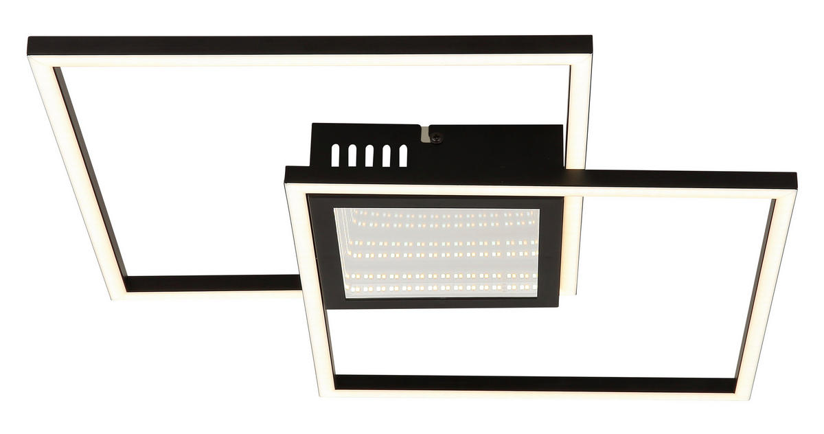 LED-DECKENLEUCHTE    42,6/42,6/5 cm  - Opal/Schwarz, Design, Kunststoff/Metall (42,6/42,6/5cm) - Globo