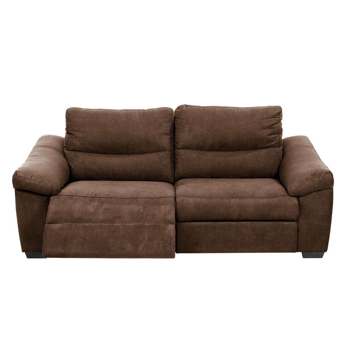 2,5-SITZER Flachgewebe Mokka  - Schwarz/Mokka, Design, Holz/Textil (214/97/97cm) - Livetastic