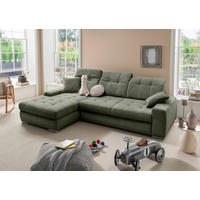 ECKSOFA Chenille Dunkelgrün  - Chromfarben/Dunkelgrün, Konventionell, Textil/Metall (186/283cm) - Livetastic