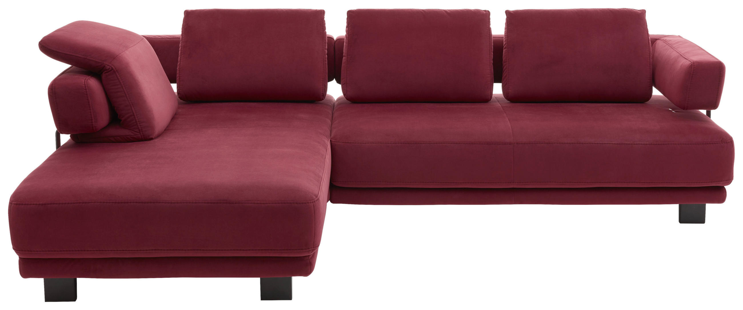 ECKSOFA Beere Chenille  - Beere/Schwarz, Natur, Textil/Metall (214/297cm) - Valdera