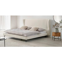 KÁRPITOZOTT ÁGY 180/200 cm  fehér  - fekete/fehér, Modern, textil/fa (180/200cm) - Livetastic