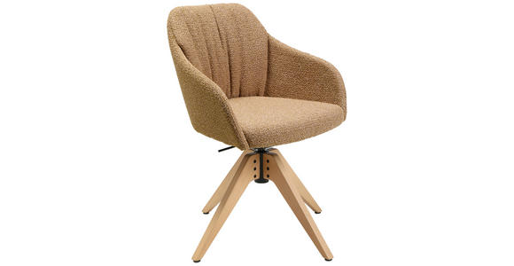 ARMLEHNSTUHL in Flachgewebe - Eichefarben/Braun, Design, Holz/Textil (58/82,5-85,2/60cm) - Johann Jakob
