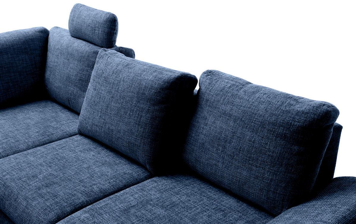 ECKSCHLAFSOFA in Struktur Blau  - Wildeiche/Blau, Modern, Holz/Textil (206/265cm) - Livetastic