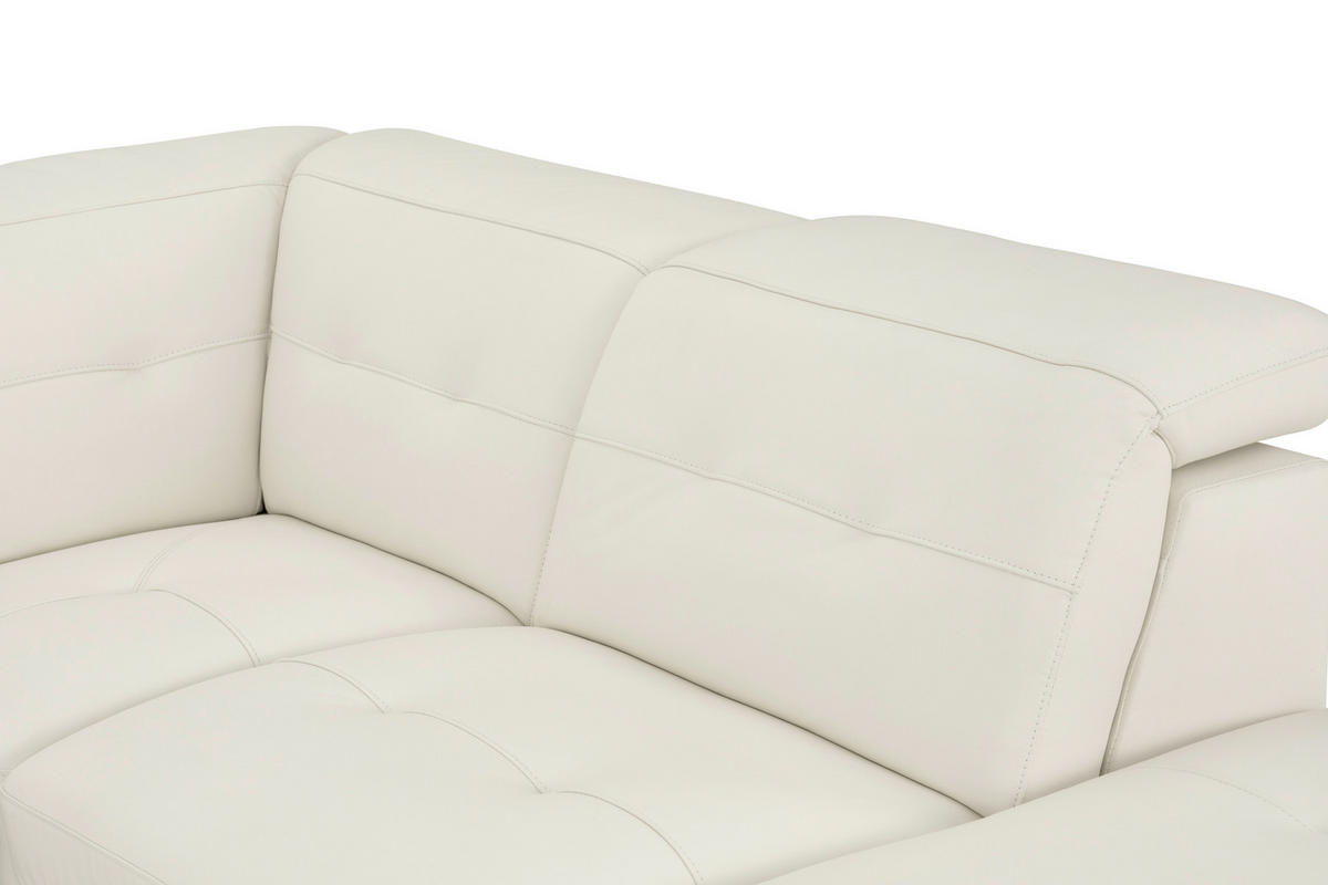 ECKSOFA Weiß Echtleder  - Schwarz/Weiß, MODERN, Leder/Metall (287/224cm) - MID.YOU