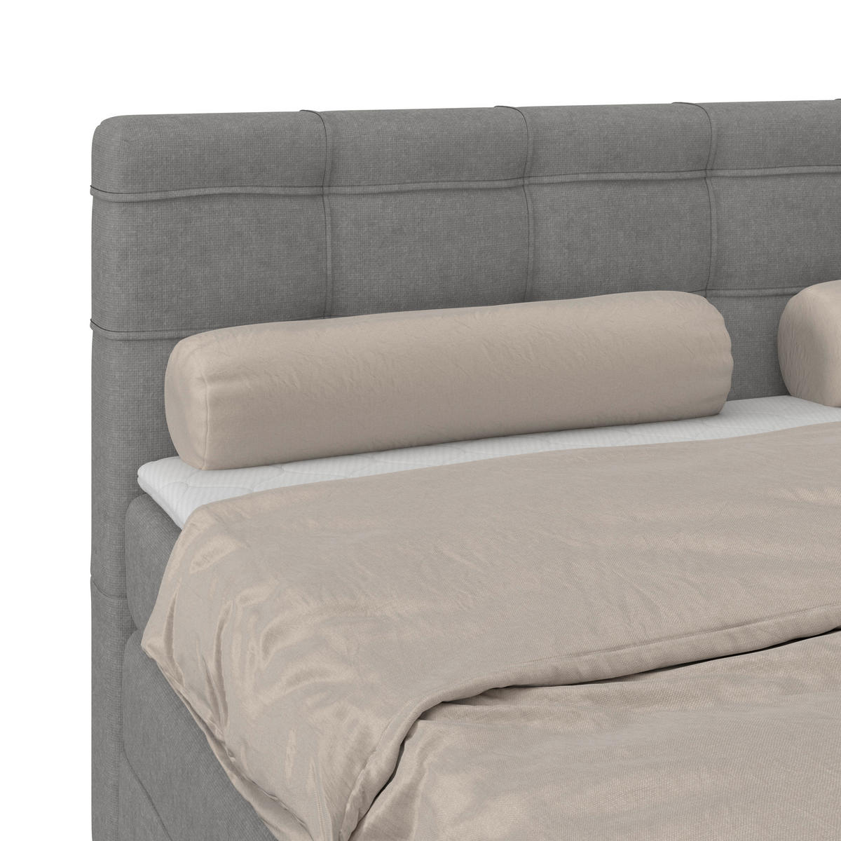 BOXSPRINGBETT 200/200 cm,  in Grau, H3 = fest  - Schwarz/Grau, KONVENTIONELL, Kunststoff/Textil (200/200cm)