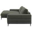 ECKSOFA  in Flachgewebe Grün Rücken echt  177/253 cm  - Schwarz/Grün, Design, Textil/Metall (177/253cm) - Dieter Knoll