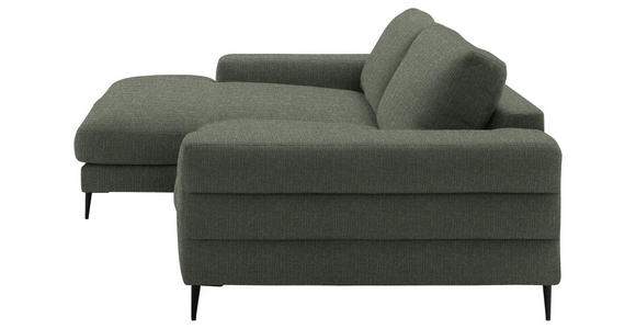 ECKSOFA  in Flachgewebe Grün Rücken echt  177/253 cm  - Schwarz/Grün, Design, Textil/Metall (177/253cm) - Dieter Knoll