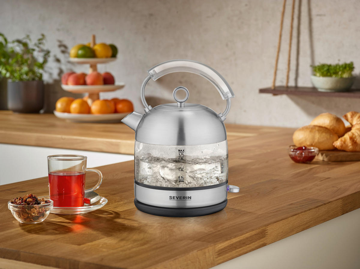 WASSERKOCHER 1,7 L  - Silberfarben, Basics, Metall (18,5/29,5/22,5cm) - Severin