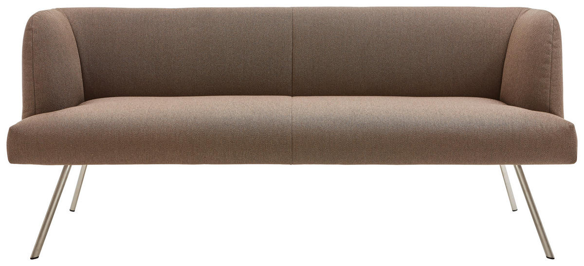 SITZBANK in Metall, Textil Braun, Edelstahlfarben  - Edelstahlfarben/Braun, Design, Textil/Metall (200/87/64cm) - Venjakob