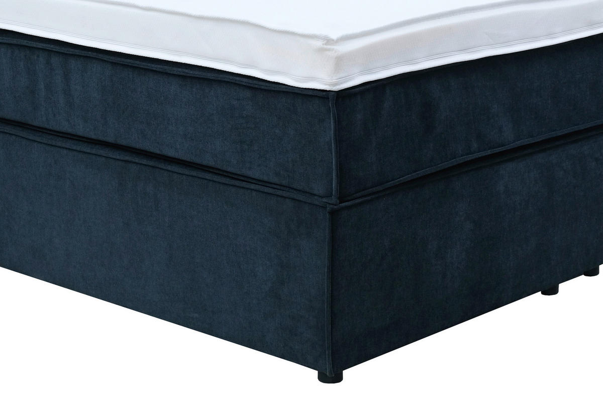 BOXSPRINGBETT 120/200 cm  in Dunkelblau  - Schwarz/Dunkelblau, Konventionell, Kunststoff/Textil (120/200cm) - Boxxx