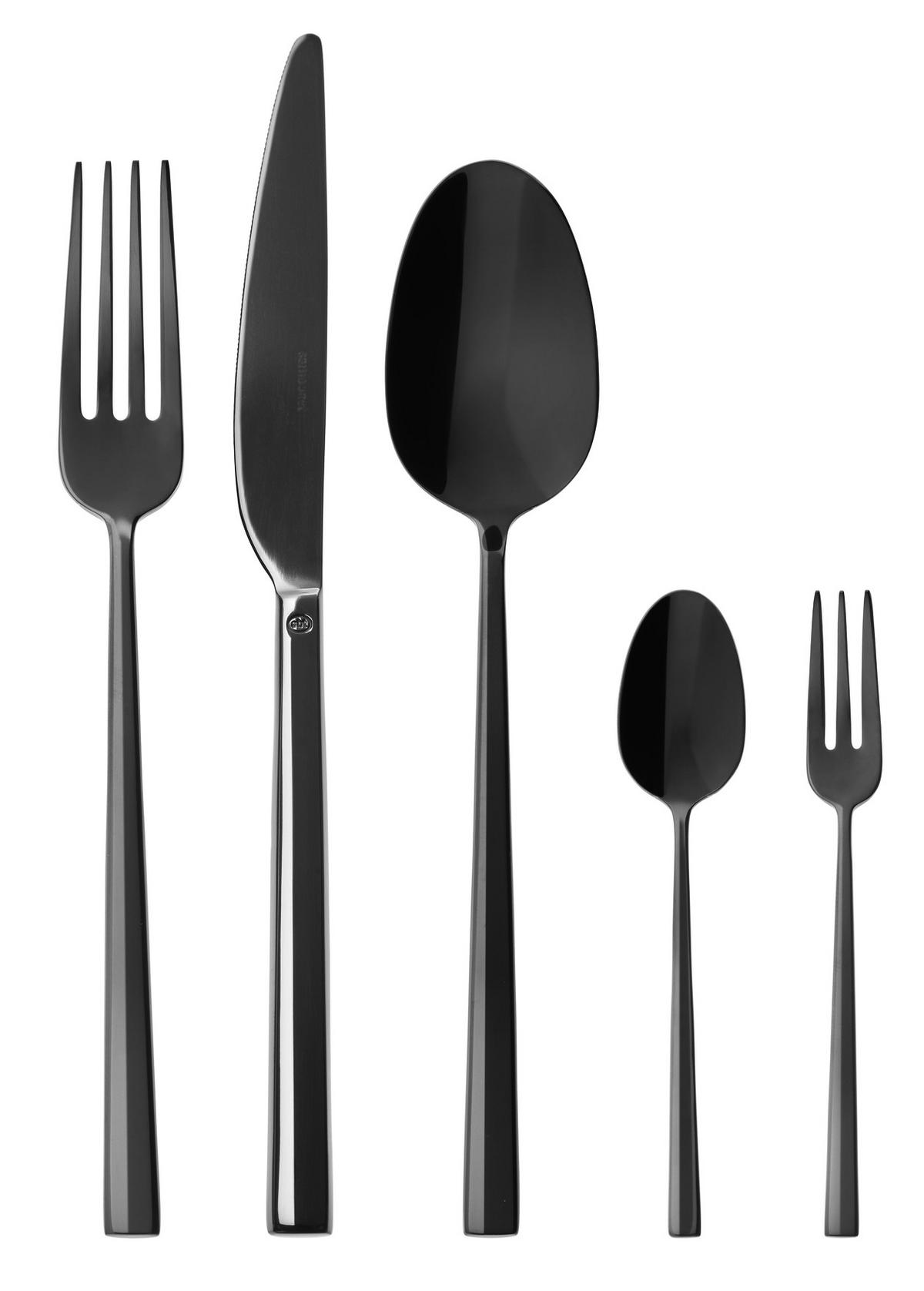 BESTECKSET ROCK 60-teilig Edelstahl  - Schwarz, Basics, Metall - Sambonet