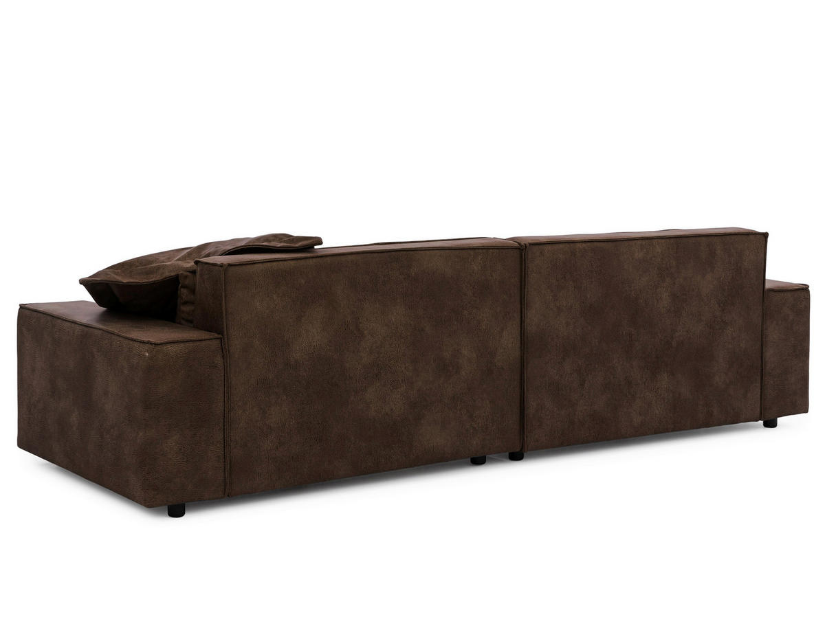 ECKSOFA Curduroy in Lederlook Braun Rückenkissen  251/142 cm  - Schwarz/Braun, Design, Kunststoff/Textil (251/142cm) - P & B