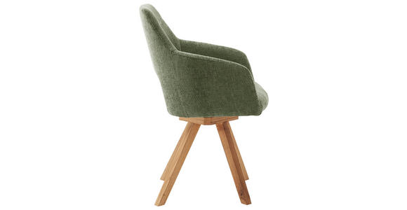 ARMLEHNSTUHL in Webstoff - Wildeiche/Olivgrün, KONVENTIONELL, Holz/Textil (57/84/57cm) - Voleo