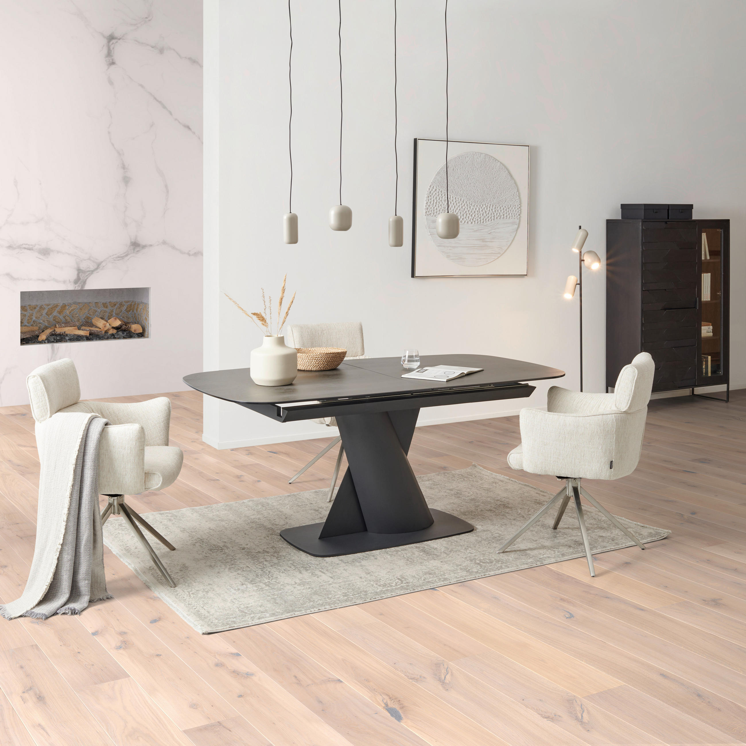ESSTISCH in Metall, Glas, Keramik  - Anthrazit/Schwarz, LIFESTYLE, Glas/Keramik (180-230/76/95cm) - Livetastic