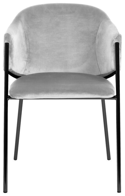 ARMLEHNSTUHL in Samt - Hellgrau/Schwarz, Trend, Textil/Metall (53/77/60cm) - Livetastic