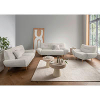 3-SITZER-SOFA Bouclé Weiß  - Wildeiche/Weiß, KONVENTIONELL, Holz/Textil (205/81/90cm) - MID.YOU