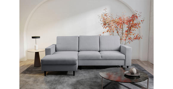 ECKSOFA  in Struktur Hellgrau  - Hellgrau/Schwarz, MODERN, Holz/Kunststoff (145/230cm) - Carryhome