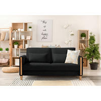 SCHLAFSOFA in Holz, Textil Schwarz, Buchefarben  - Buchefarben/Schwarz, Design, Holz/Textil (174/88/104cm) - Niels Andersson