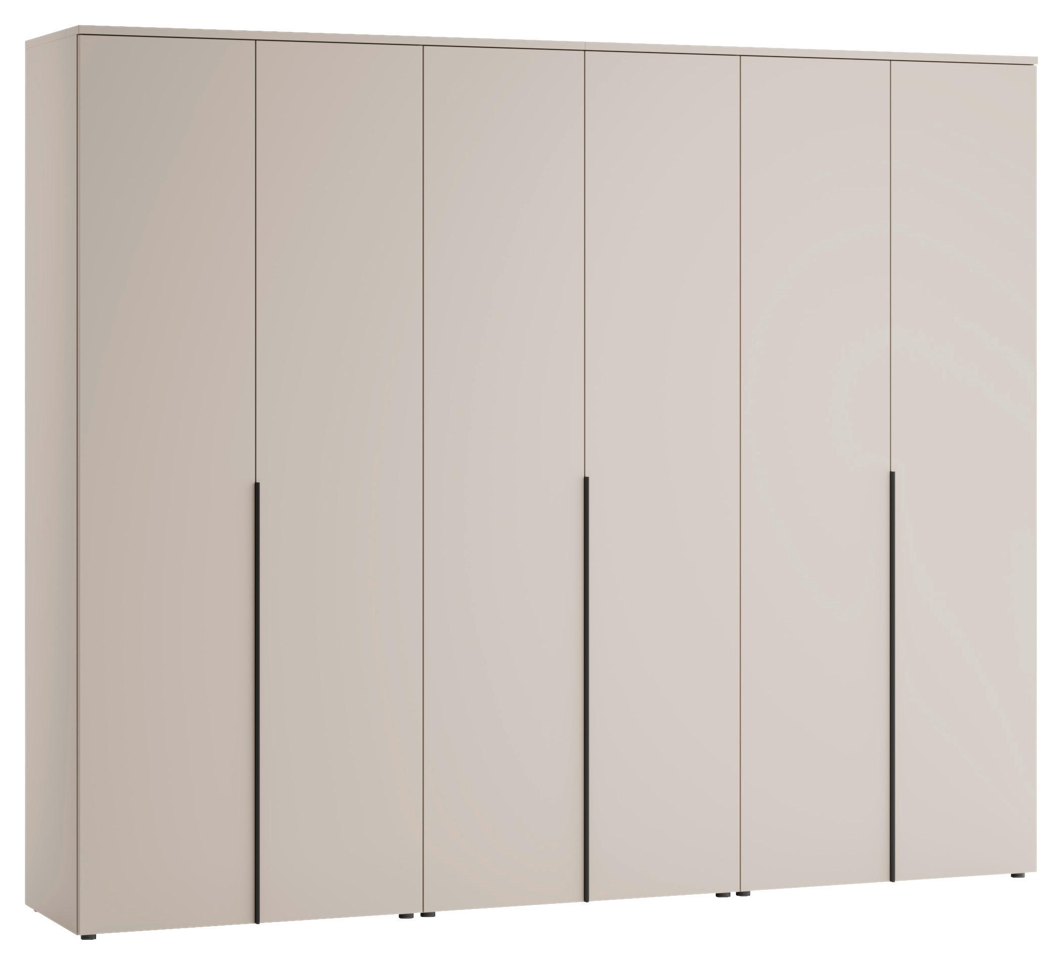 DREHTÜRENSCHRANK 270/225/52 cm,  in Kaschmir, 6-türig  - Kaschmir/Schwarz, MODERN, Holzwerkstoff/Kunststoff (270/225/52cm) - MID.YOU