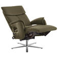 RELAXSESSEL in Leder Olivgrün  - Edelstahlfarben/Olivgrün, Design, Leder/Metall (70/124/85cm) - Cantus