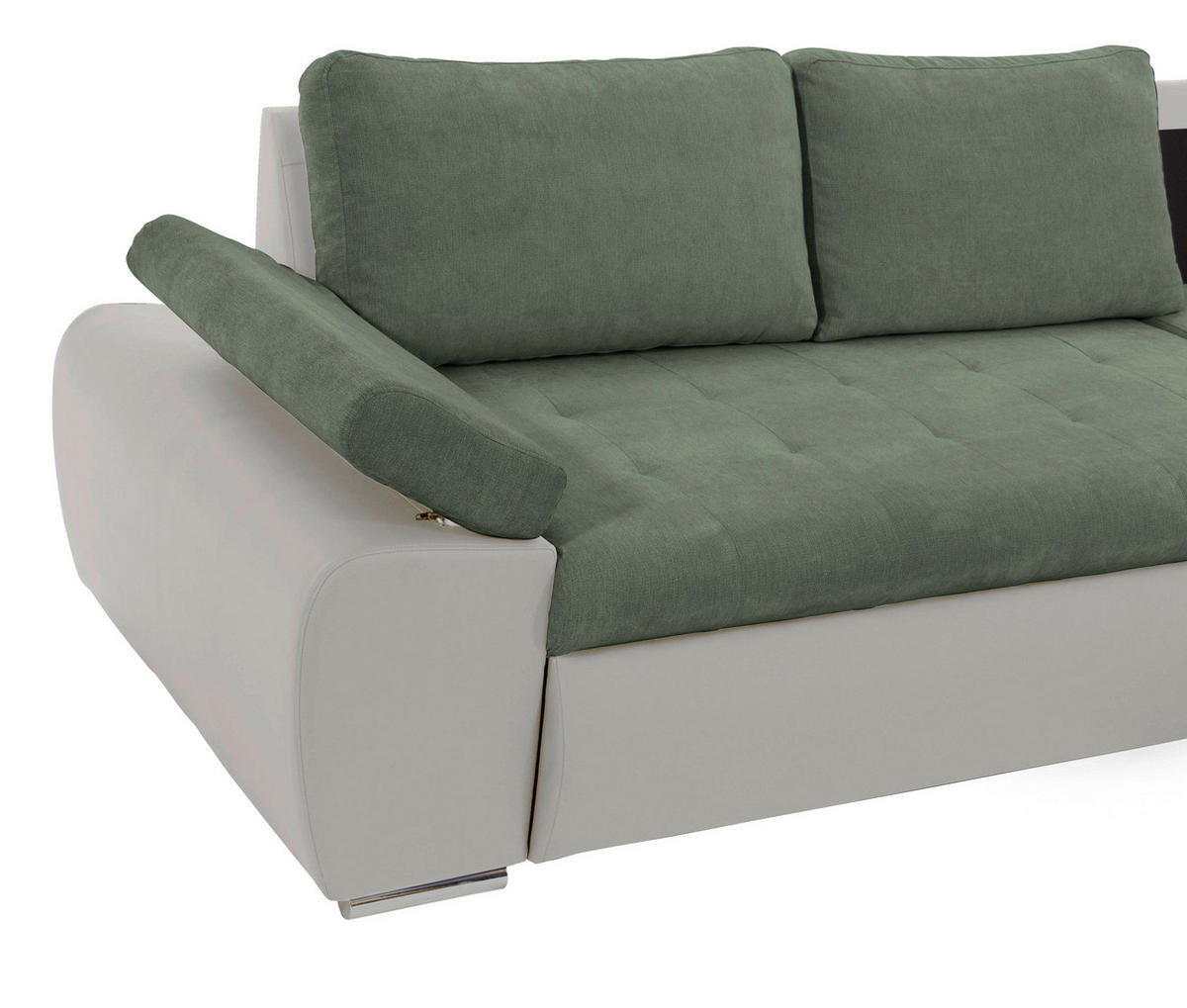 ECKSOFA in Flachgewebe Weiss, Olivgrün  - Weiss/Olivgrün, Design, Kunststoff/Textil (271/175cm) - MID.YOU