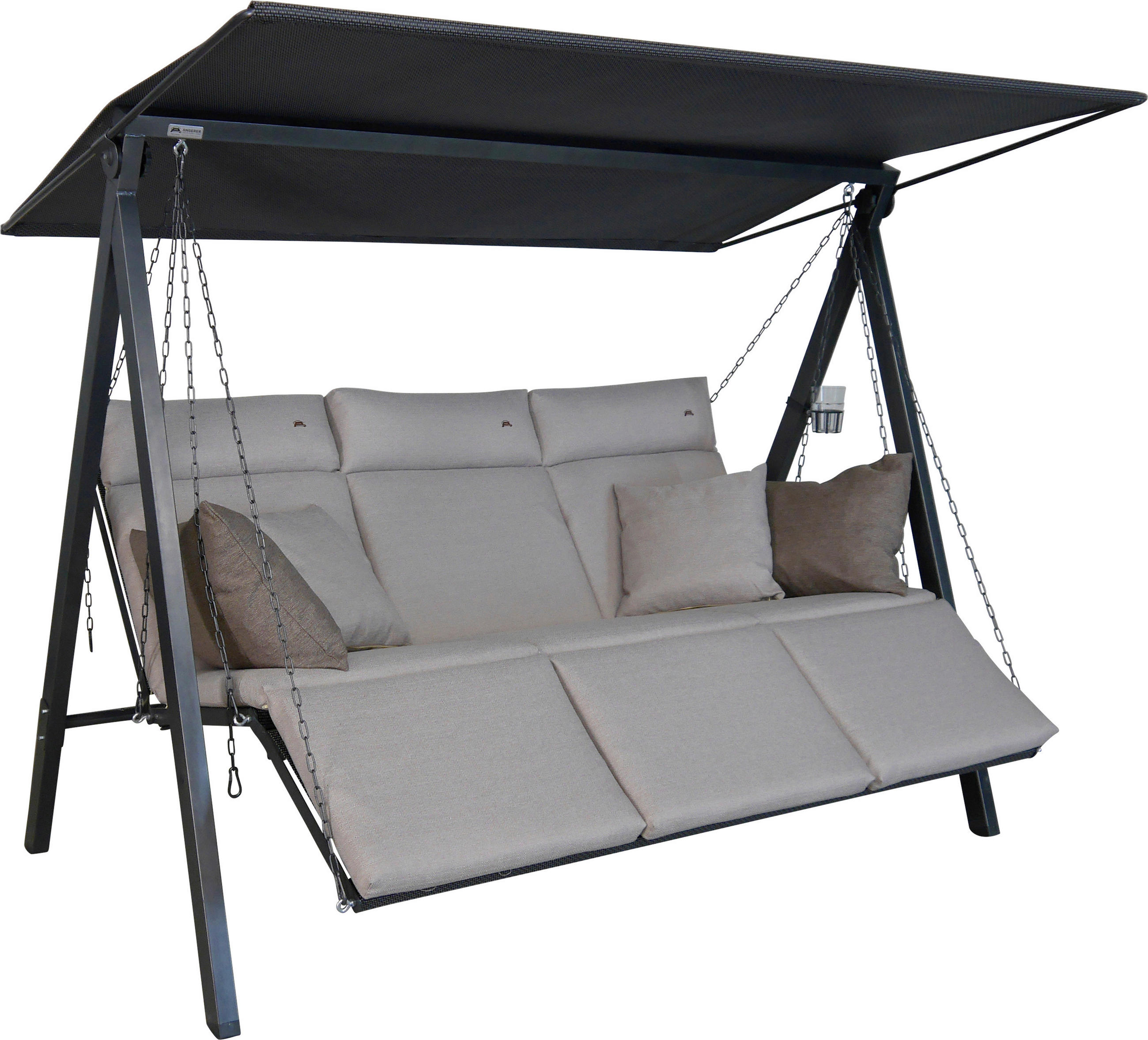 HOLLYWOODSCHAUKEL 210/160/145 cm  - Sandfarben/Dunkelgrau, Basics, Textil/Metall (210/160/145cm) - Boxxx