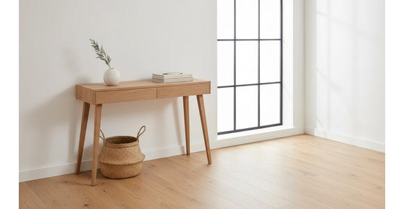 KONSOLENTISCH Rumba Wildeiche massiv Wildeiche  - Wildeiche, Design, Holz (110/40/75cm) - Linea Natura
