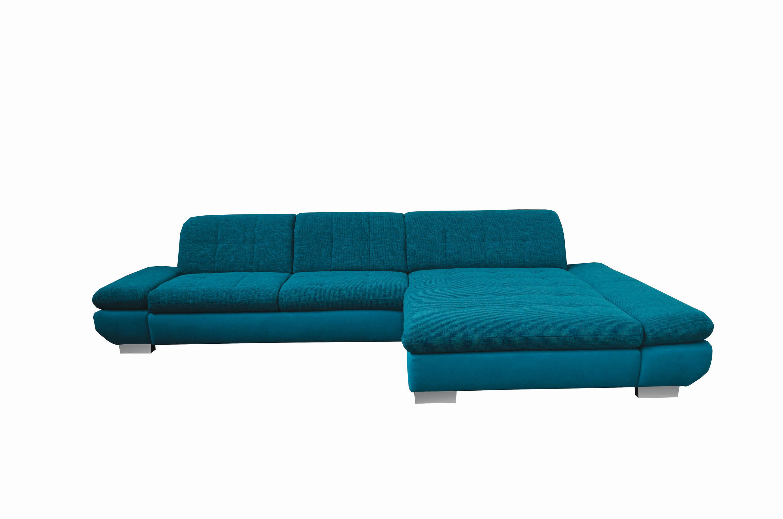 SEDEŽNA GARNITURA, gladka tkanina, mikrovlakna modra, turkizna  - turkizna/modra, Design, kovina/tekstil (341/204cm) - Xora