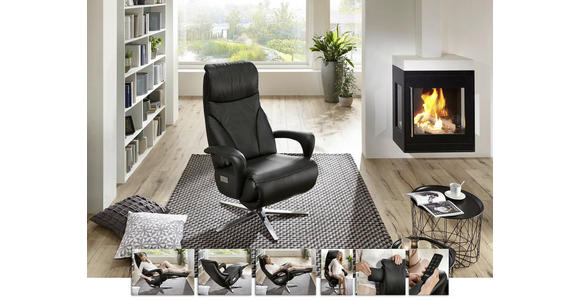 RELAXSESSEL Lenno Echtleder Nackenstütze, Relaxfunktion, Kopfteilverstellung    - Anthrazit/Schwarz, Design, Leder/Metall (75/106/88cm) - Dieter Knoll