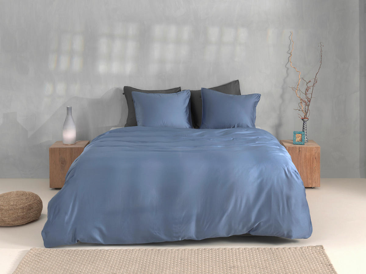 BETTWÄSCHE 2-teilig Satinado Makosatin 135/200 cm  - Blau, Basics, Textil (135/200cm)