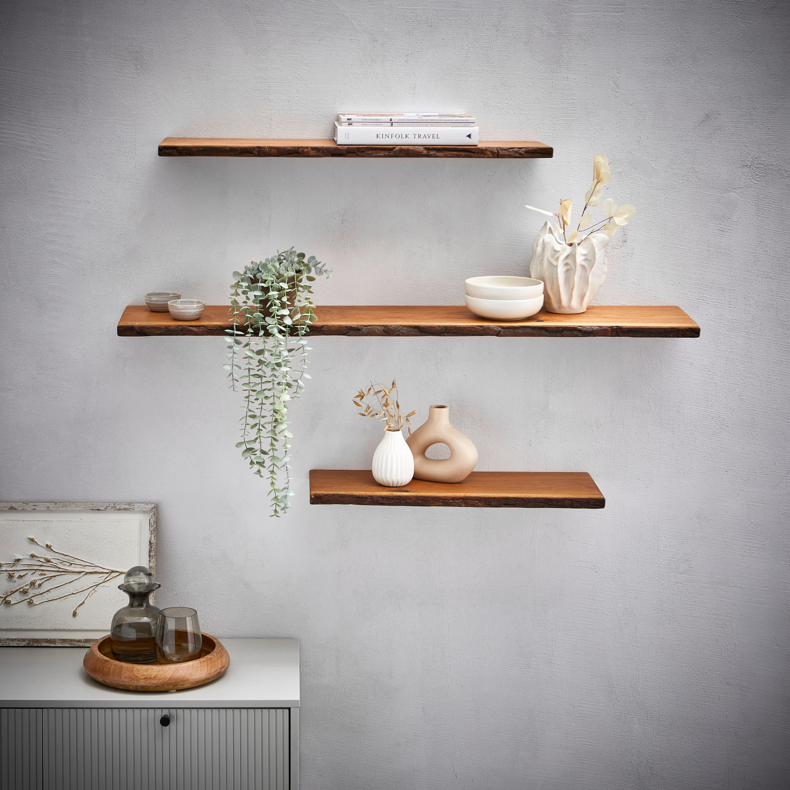 Thumbnail - Landscape Wandboard, Eiche, Holz, Eiche, massiv, 60x2.5x23 cm, Bsci, Wohnzimmer, Regale, Wandboards