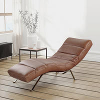 RELAXLIEGE in Echtleder Braun  - Silberfarben/Braun, Design, Leder/Metall (65/65-95/171cm) - Livetastic