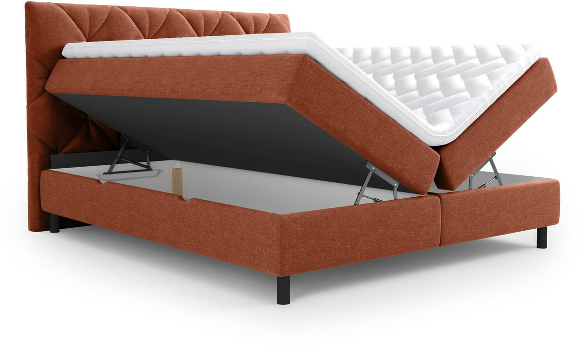 BOXBETT 180/200 cm  in Terracotta  - Terracotta/Schwarz, Design, Holz/Holzwerkstoff (180/200cm) - Esposa
