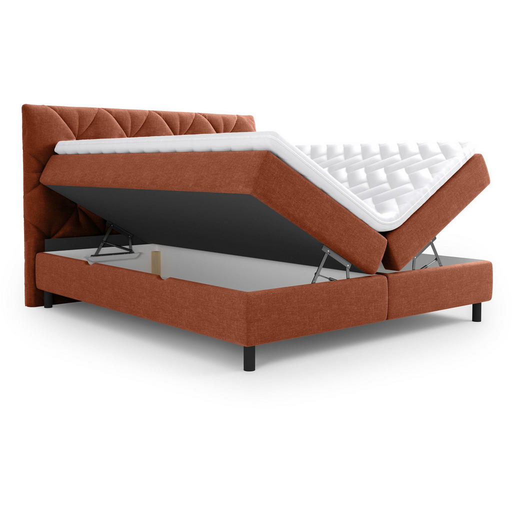 Thumbnail - Esposa Boxbett, Terracotta, Textil, H3, Höhe ca. 20 cm, 140x200 cm, Bettkasten, Matratze, gepolstertes Kopfteil, Federke...