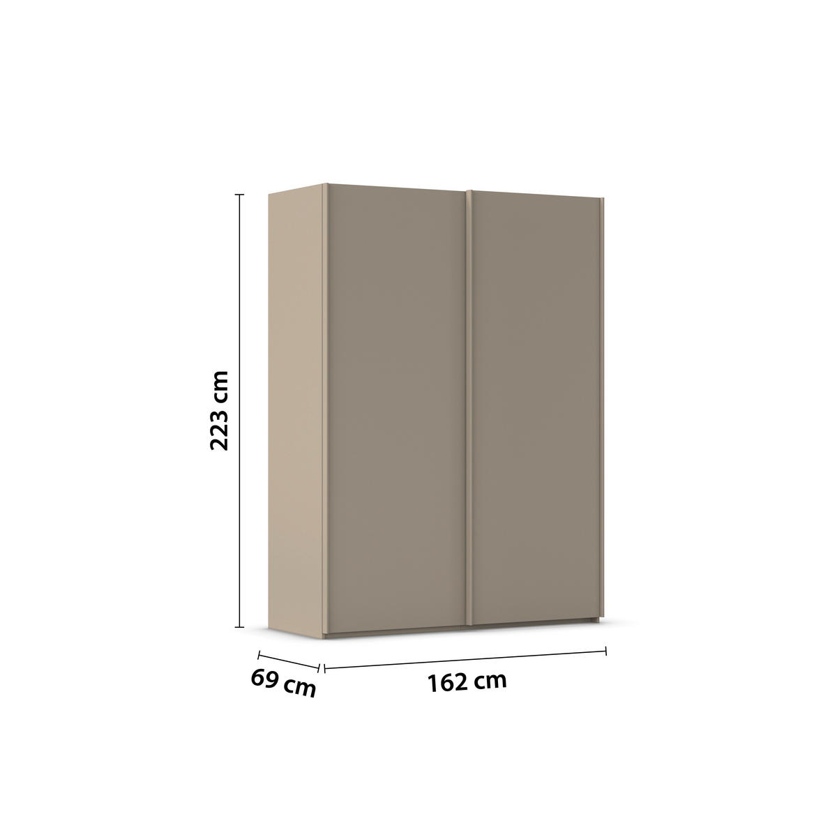 SCHWEBETÜRENSCHRANK 162/223/69 cm,  in Fango, 2 Tür(en)  - Fango, Basics, Holzwerkstoff/Metall (162/223/69cm) - Rauch Möbel