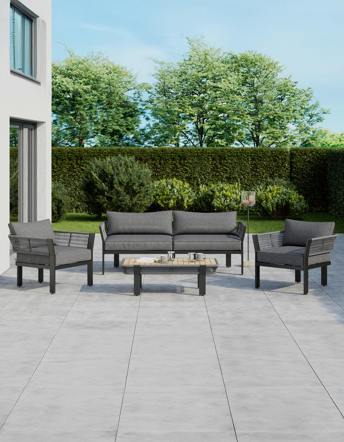 VRTNI SET   jeklo    antracit, siva    - siva/antracit, Trendi, kovina/tekstil (190/74/72,5cm) - Ambia Garden